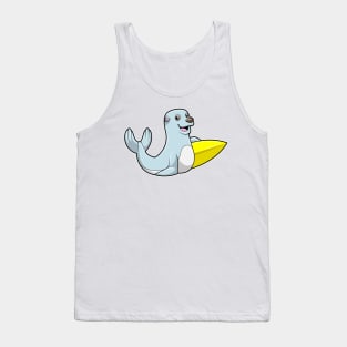 Seal at Surfing with Surfboard Tank Top